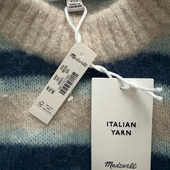 NWT Madewell Blue and Cream Striped Sweater - Picture 4 of 10